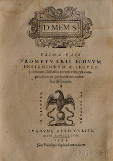 Rouillé, Guillaume (c. 1518-1589) Prima [et Secunda] Pars Promptuarii Iconum Insigniorum a Seculo Hominum