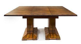 A Continental Art Deco Rosewood Dining Table Height 29 x width 61 inches