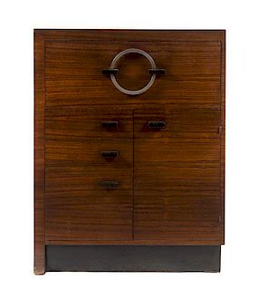 An Art Deco Butlers Chest, 20TH CENTURY, having four drawers and a shelved cabinet