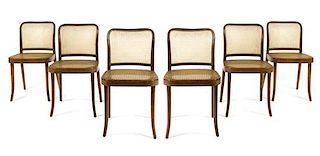 * Attributed to Josef Hoffmann (Austrian, 1870-1956), STENDIG, a set of six bentwood side chairs