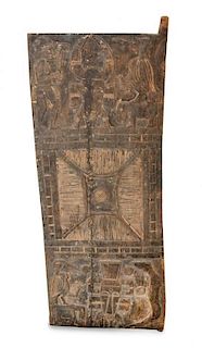 * An African Carved Wooden Door Height 53 1/4 x width 19 1/4 x depth 1 inches