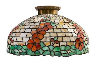 An American Leaded Glass Hanging Fixture Diameter of shade 24 inches