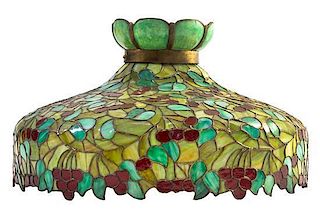 An American Leaded Glass Hanging Fixture Diameter of Shade 24 inches