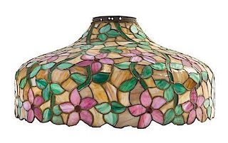 An American Leaded Glass Hanging Fixture Diameter of shade 24 1/2 inches