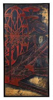 A Monumental American Carved Wood Printing Block, 20TH CENTURY, for a circus poster