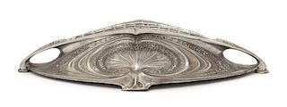 An Art Nouveau Pewter Jardiniere Length 25 inches