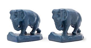 Rookwood Pottery, , a pair of elephant bookends