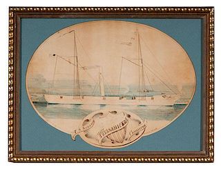 USS Wissahickon off Charleston, Watercolor by Alonzo Tappan (1845-1927) 