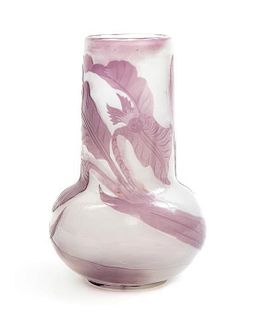 Emile Galle (French, 1846-1904), , a fire polished cameo glass vase, of bottle form