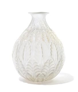* Rene Lalique (French, 1860-1945), , a Malesherbes pattern vase