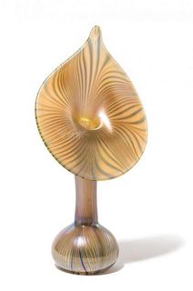 * A Jack in the Pulpit Studio Glass Vase, DATED 1989, with pulled decoration
