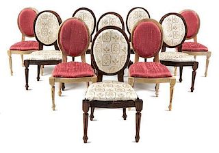 An Assembled Suite of Ten Louis XVI Style Dining Chairs Height 3 1/4 inches.
