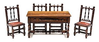 A Collection of Five Furniture Articles Height of first 2 1/2 x width 4 3/4 x depth 2 1/2 inches.