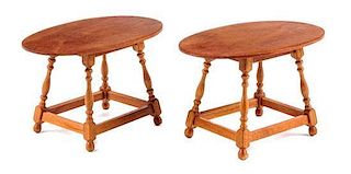 A Pair of Jacobean Style Side Tables Height 2 x width 3 1/8 x depth 2 inches.