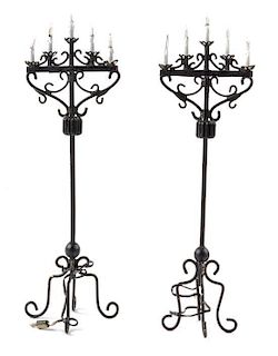 A Pair of Five-Light Torchieres Height 6 1/4 inches.