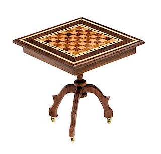 A Parquetry Games Table Height 2 3/8 x width 2 1/4 x depth 2 1/4 inches.
