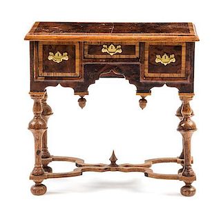 A William and Mary Style Burlwood Lowboy Height 2 5/8 x width 2 3/4 x depth 1 1/2 inches.