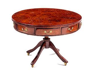 A George III Style Burlwood Drum Table Height 2 1/2 x diameter 3 3/4 inches.