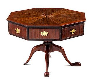 A George III Style Mahogany Drum Table Height 2 5/8 inches.