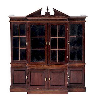 A George III Style Mahogany Breakfront Bookcase Height 7 1/2 x width 6 5/8 x depth 1 5/8 inches.