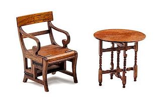 Two Mahogany Furniture Articles Height of first 2 3/4 inches.