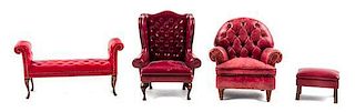Four Upholstered Furniture Articles Largest height 4 1/8 x width 3 1/4 x depth 2 5/8 inches.
