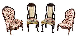 A Group of Four Upholstered Chairs Height of tallest 4 inches.