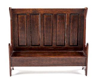 An English Style Mahogany Settle Height 5 x width 5 3/4 x depth 1 5/8 inches.