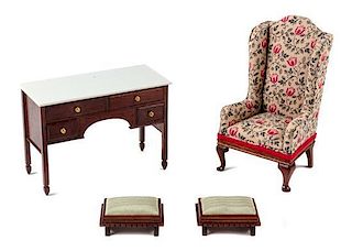 Four Furniture Articles Height of wingback chair 4 inches.