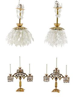 A Pair of Chandeliers Height of chandelier 3 inches.
