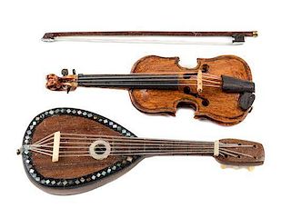 Two Musical Instruments Length of mandolin 2 1/4 inches.