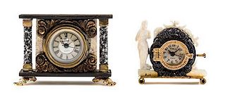 Two Mantel Clocks Height of taller 1 1/8 inches.