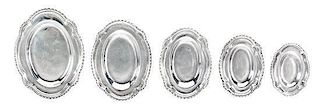 A Set of Five Silver Graduated Trays, William B. Meyers Co., Newark, NJ, each of shaped oval form.