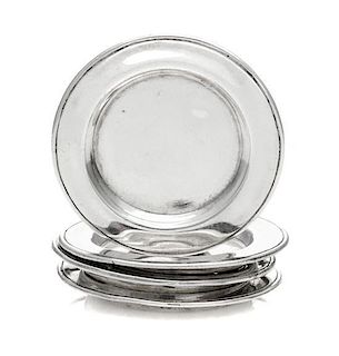 Four American Silver Dinner Plates, Obadiah Fisher, New York, NY, each of circular form.