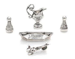 An American Silver Tray and Candle Shears, Obadiah Fisher, New York, NY, comprising a creamer, a dish, candle shears and two 