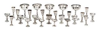 A Collection of Silver Drinking Articles, Various Makers, comprising a set of five wine goblets; five similarly decorated wat