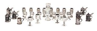 A Collection of Silver Drinking Articles, Various Makers, comprising a set of eight tumblers of baluster form; a set of six g