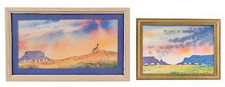 Terry Yazzie, (American, 20th Century), Mountain Landscapes (two works)