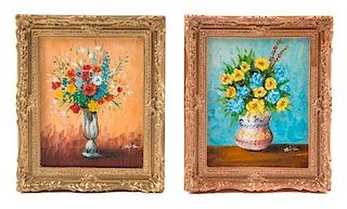 Artist Unknown, (20th Century), Flowers in a Vase, (two works)