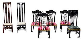 A Group of Seven Side Chairs Height of tallest 5 x width 1 1/2 x depth 1 5/8 inches.