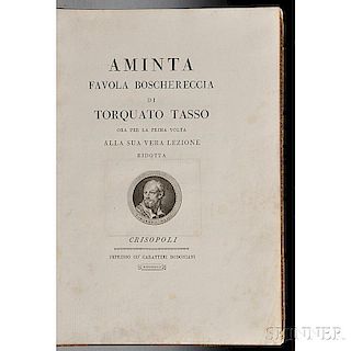 Tasso, Torquato (1544-1595) Aminta Favola Boschereccia.