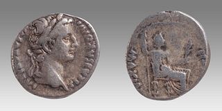Tiberius. AD 14-37. AR Denarius (18mm, 3.57 gm). â€œTribute Pennyâ€ type.