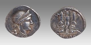 The Caesarians. Julius Caesar. Late 46-early 45 BC. AR Denarius (18mm, 3.89 g, 1