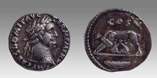 Domitian. AD 81-96. FourrÃ©e Denarius (18.5mm, 3.20 g, 6h). Imitating a Rome mint