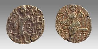 INDIA, Kushan Empire. "Samudra". Circa AD 350-375. gold coin (20mm, 7.36 gm).