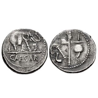 The Caesarians. Julius Caesar. April-August 49 BC. AR Denarius (16.5mm, 3.80 g,