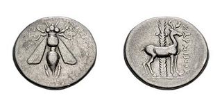 IONIA, Ephesos. Circa 202-150 BC. AR Drachm (20mm, 4.01 g, 12h). Charminos, magi
