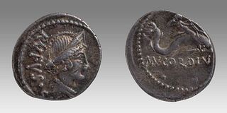 ROMAN REPUBLIC. Mn. Cordius Rufus. 46 BC. AR Denarius (3.58 gm).