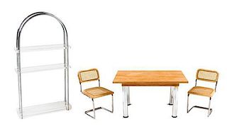Four Mid-Century Style Furniture Articles Height of etagere 6 7/8 inches.