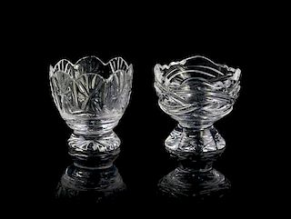 Two Crystalina Footed Bowls Height of taller 3/4 inch.